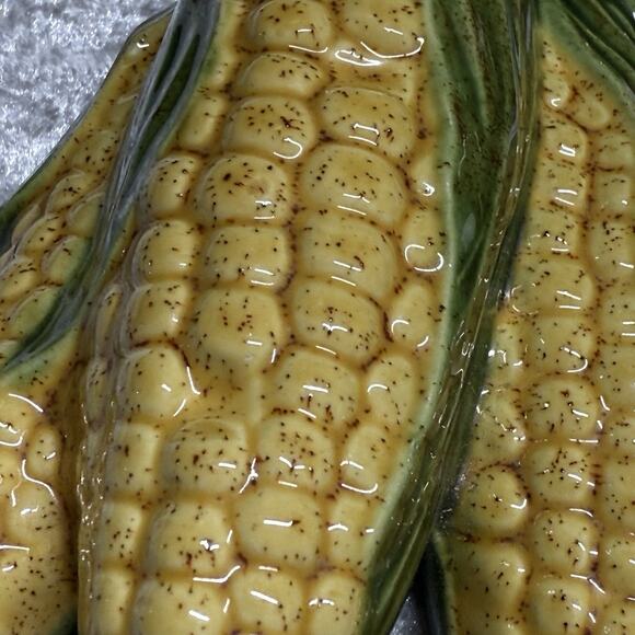 4 Vtg Hand Painted Ceramic Fruit Veggies Wall Hanging Carrots Corn Onions Tomato - Picture 8 of 14